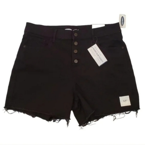 Old Navy black button Fly High Rise Jeans Shorts - Picture 1 of 7